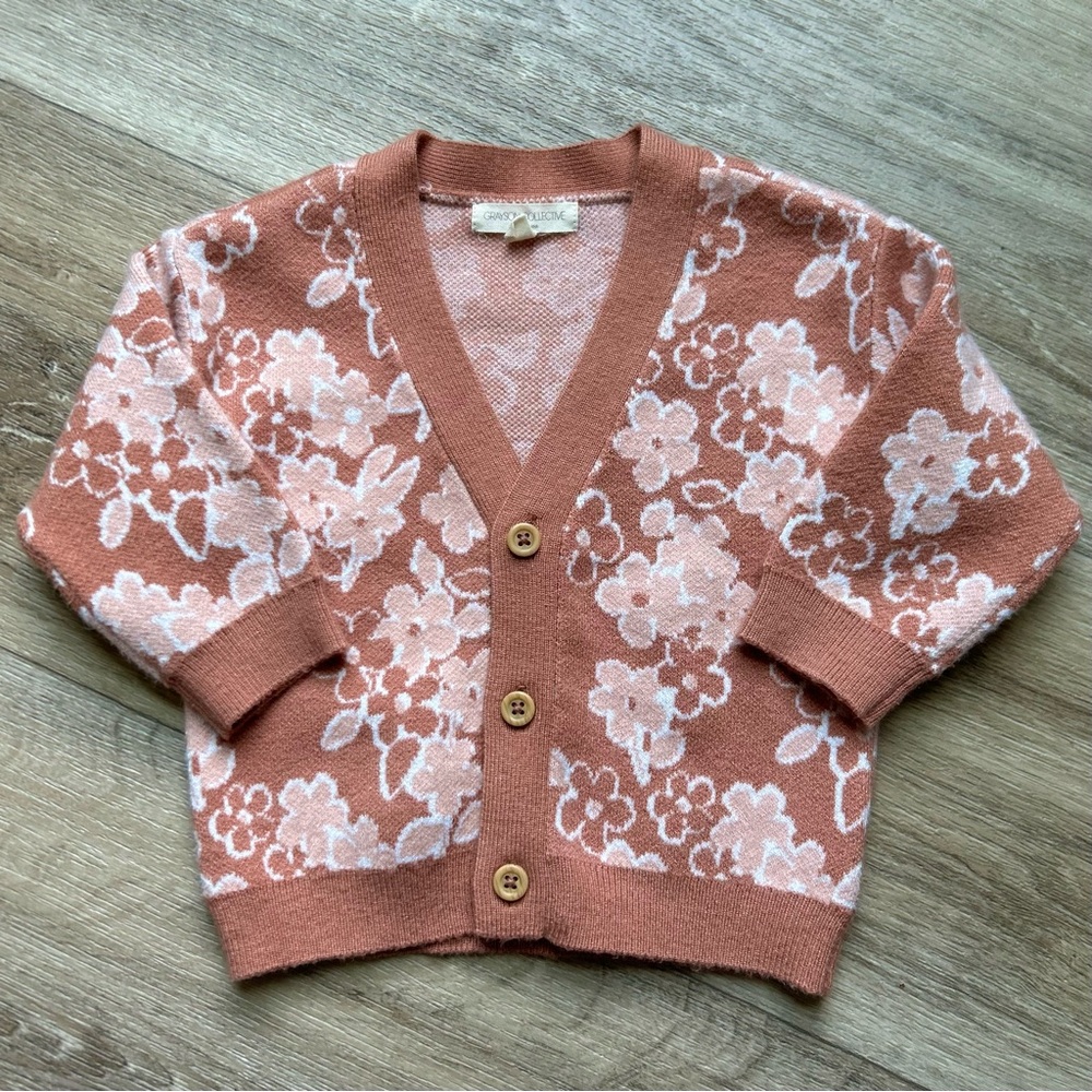 Grayson Collective Floral Cardigan Pink Mauve Baby Girls Sweater